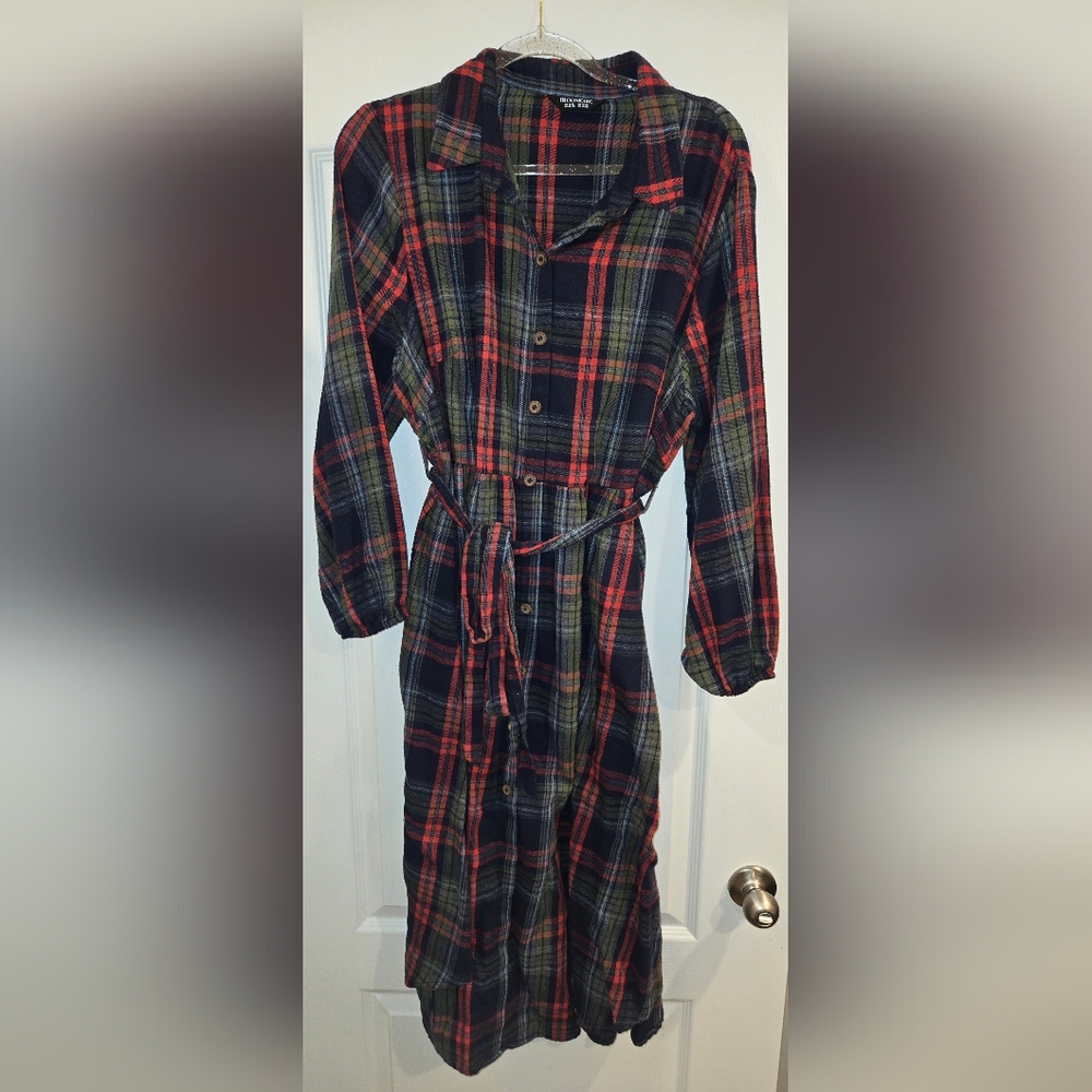 Womens Plaid Midi Dress Size-1X 14-16